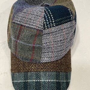 Vintage H-Ireland by John Hanly Patchwork Wool Tweed Newsboy Cap Sz 7 1/8 (58cm)